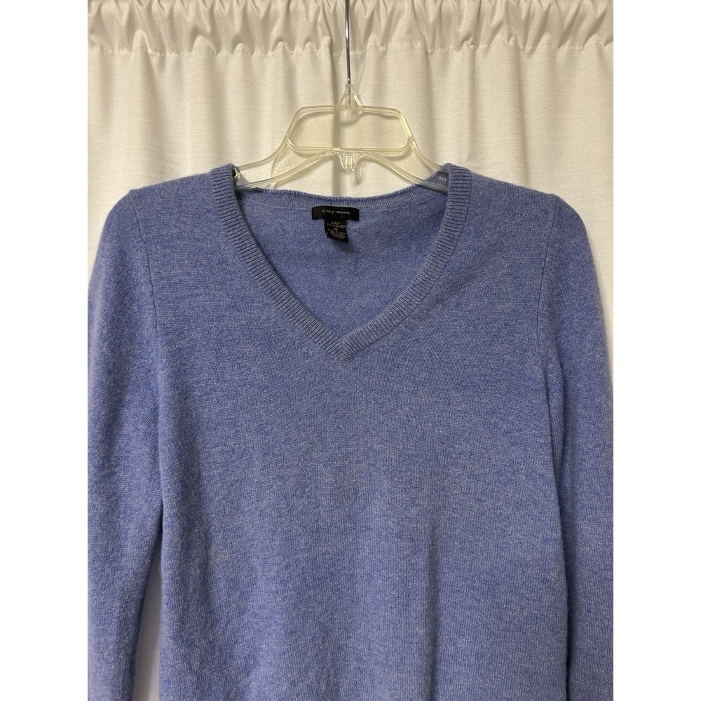 Only Mine Cashmere Sweater V-Neck Long Sleeve Blue, Size M - Picture 2 of 4